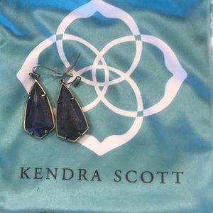 Carla gold drop earrings in navy lapis